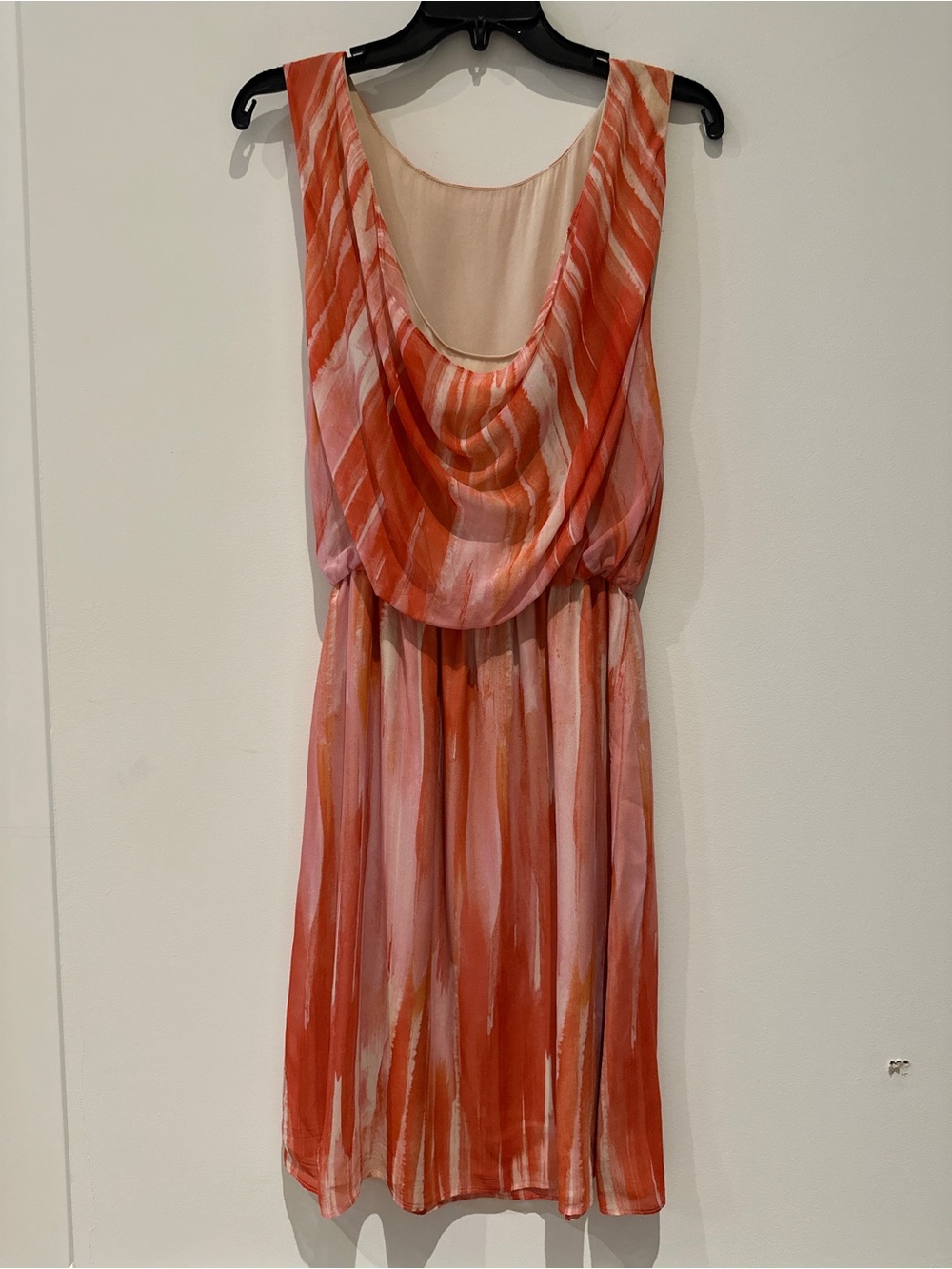 Alice + Olivia Coral and Pink Watercolor Midi Dress